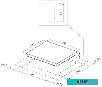 IK 60.1 F Встраиваемые индукционные панели Graude/ Индукционная,  590 х 62 х 520 мм, индукционная, Сенсорное управление, Исполнение: facette,  9 ступе