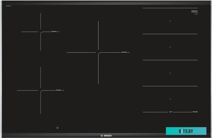 PXV875DC1E Индукционная,  5.1x80.2x52.7, стеклокерамическая поверхность, индукция, независ., без рамки, цвет:черный