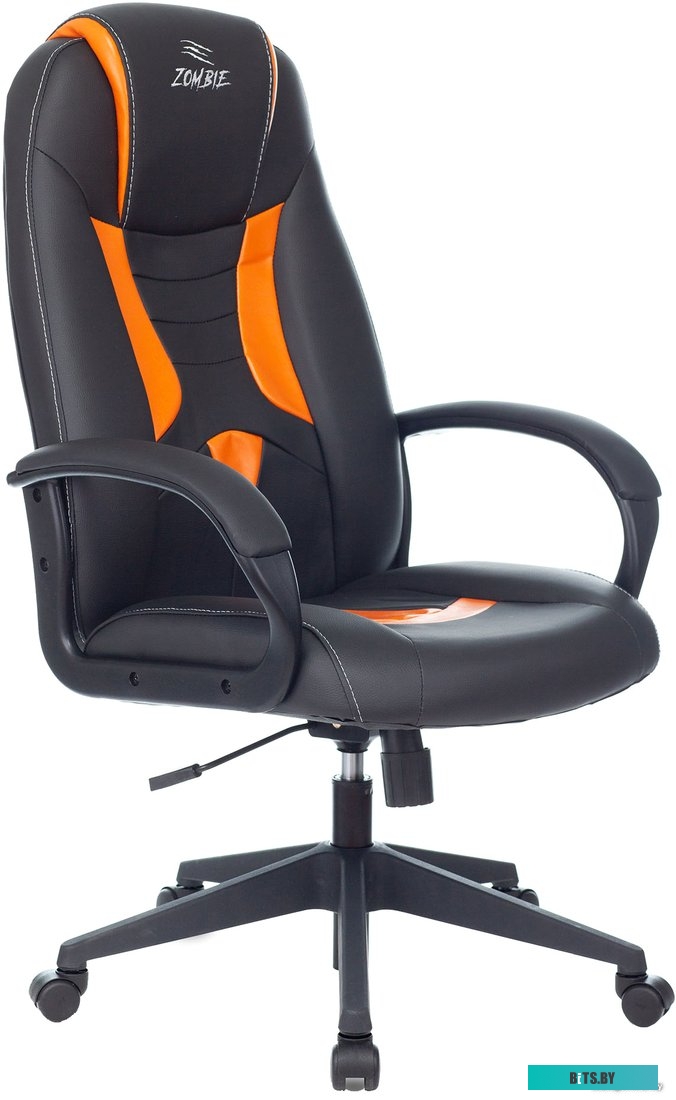 Кресло Бюрократ ZOMBIE 8 ORANGE (черный/оранжевый эко.кожа крестовина пластик)