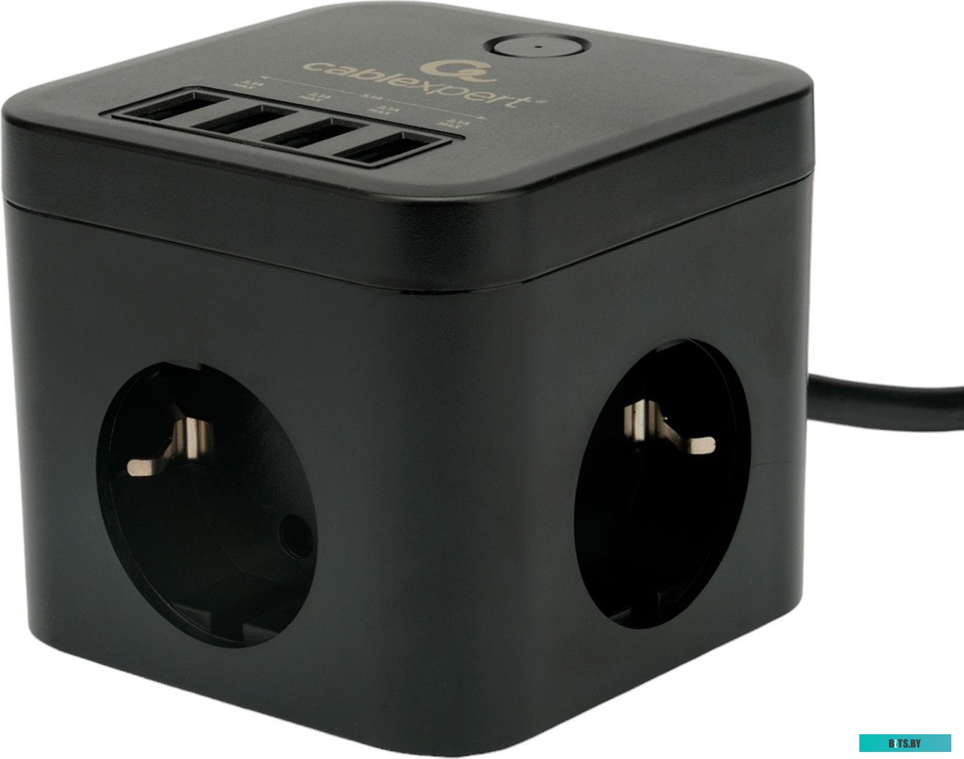 CUBE-3-U4-B-1.5 Сетевой фильтр CUBE-3-U4-B-1.5 Cablexpert 3роз, 10А, 4хUSB, 1.5м, ур.защиты 4+, черный, коробка