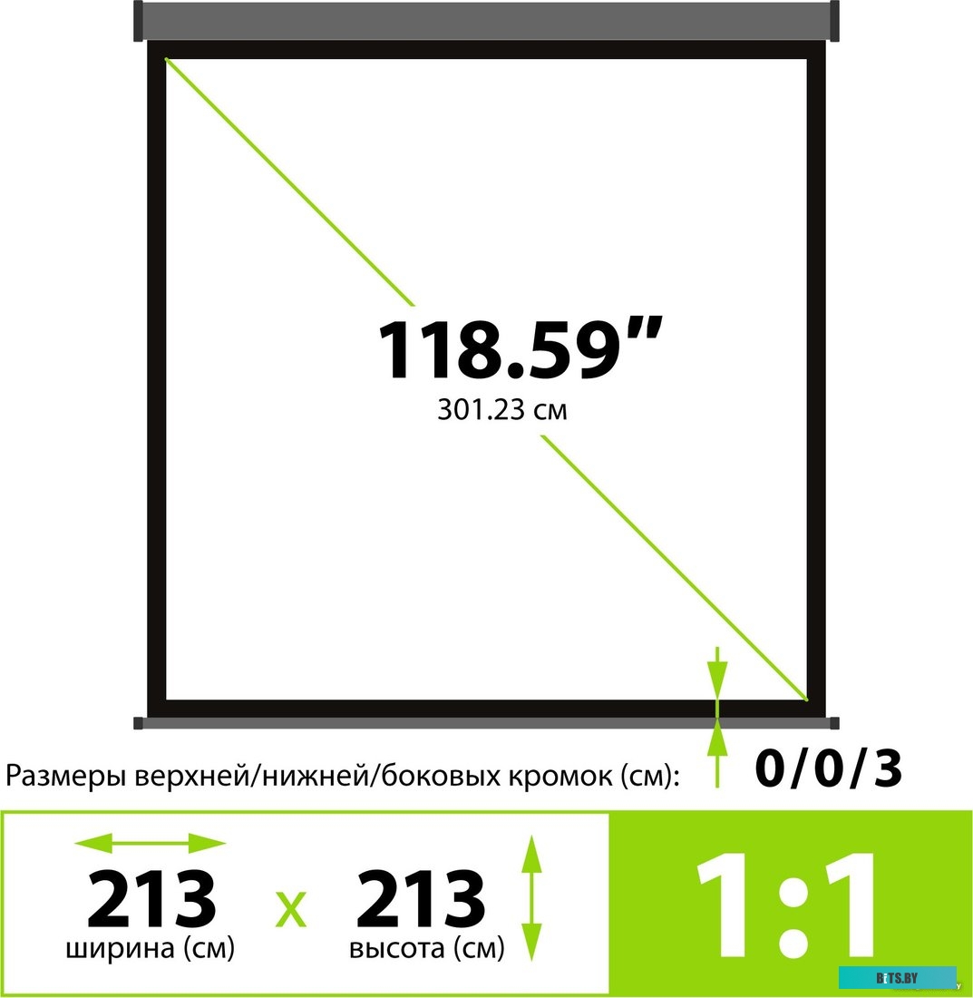 Экран для проекторов Cactus 213x213см Wallscreen CS-PSW-213X213-SG