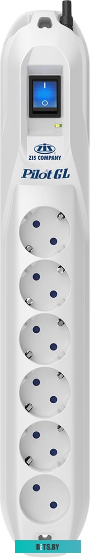 Сетевой фильтр (удлинитель) ZIS Pilot GL 6 розеток, 10 м, белый
