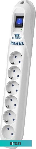 Сетевой фильтр (удлинитель) ZIS Pilot GL 6 розеток, 10 м, белый