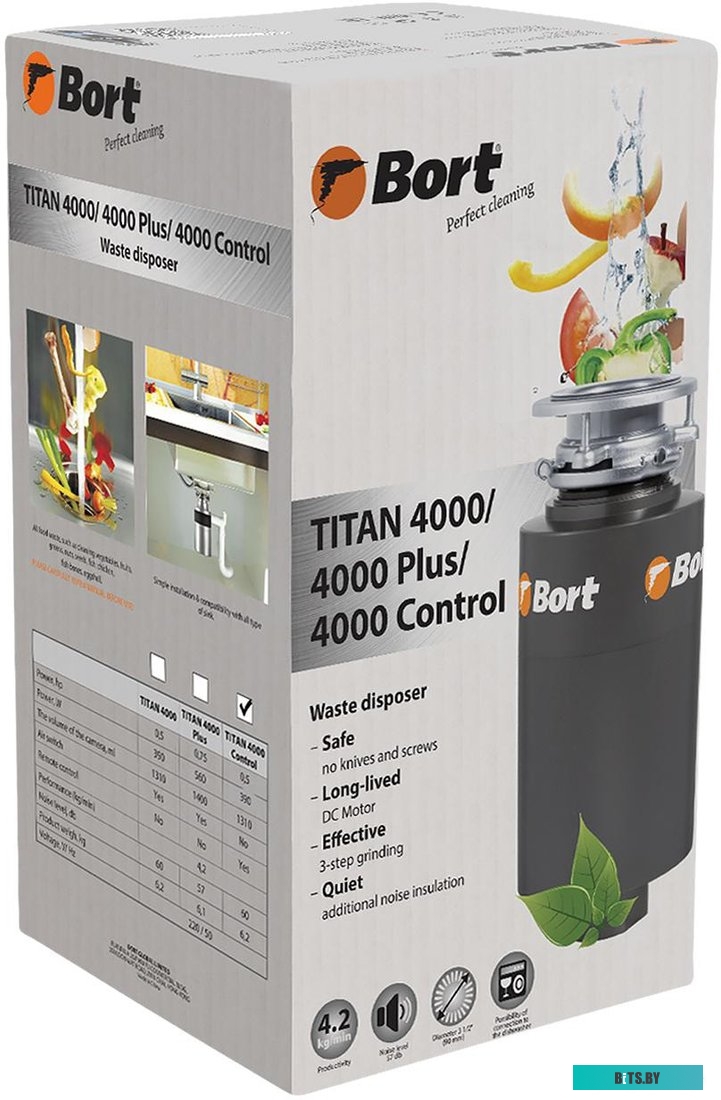 93410242 Измельчитель пищевых отходов Bort Titan 4000 Control 390Вт черный [93410242]