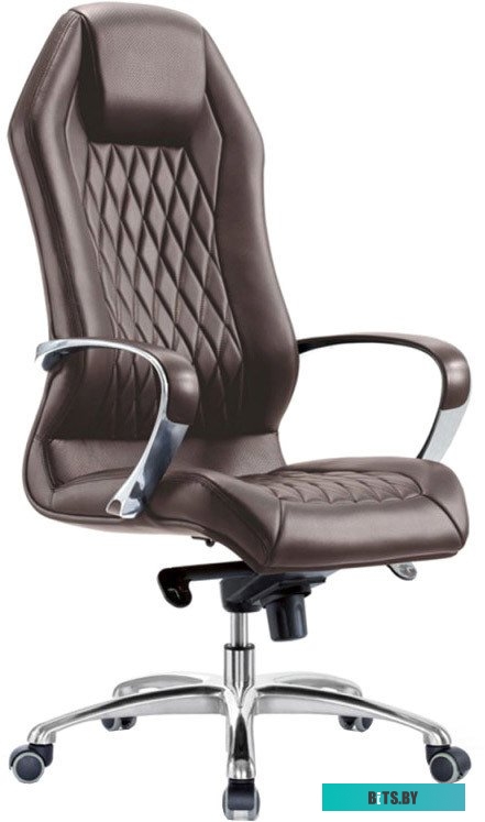 _AURA/BROWN Кресло руководителя Бюрократ _Aura коричневый кожа крестов. алюминий