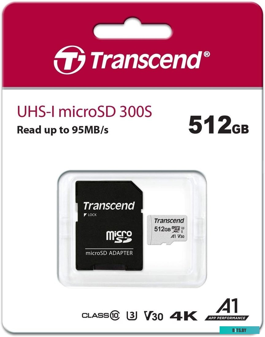 Карта памяти Transcend microSDXC 300S 512GB (с адаптером) <TS512GUSD300S-A>
