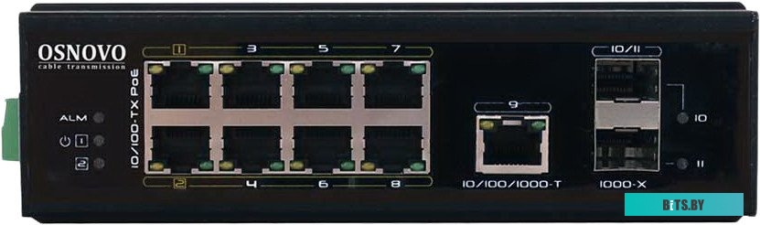Коммутатор Osnovo SW-60812/I 8x100Мбит/с 1x1Гбит/с 2SFP 6PoE++ 300W