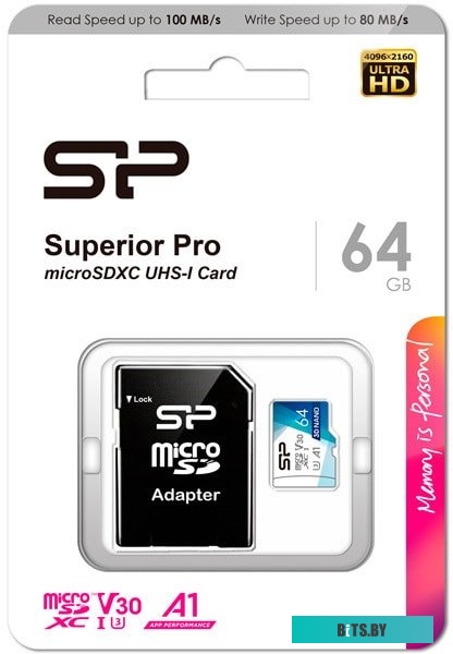 Карта памяти Silicon Power Superior Pro microSDXC SP064GBSTXDU3V20AB 64GB (с адаптером)