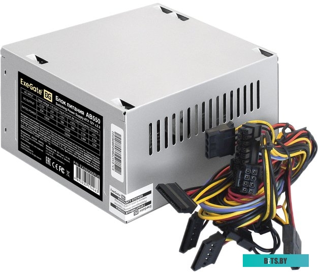 EX282070RUS-PC Блок питания 550W ExeGate XP550 (ATX, PC, 12cm fan, 24pin, (4+4)pin, PCI-E, 3xSATA, 2xIDE, black, кабель 220V в комплекте) <EX282070RUS