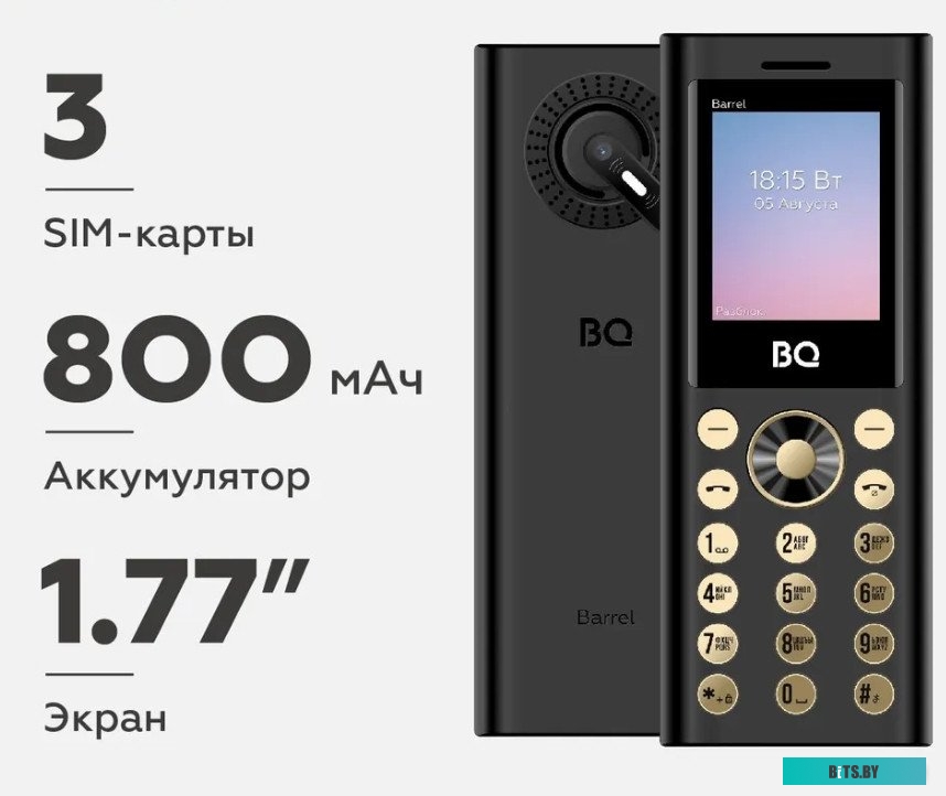 BQ-Mobile BQ-1858 Barrel (черный/золотистый)