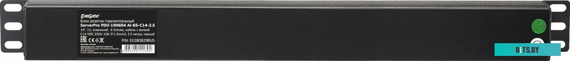 Блок розеток ExeGate ServerPro PDU-19H604 Al-6S-C14-2.5CU <EX280829RUS>