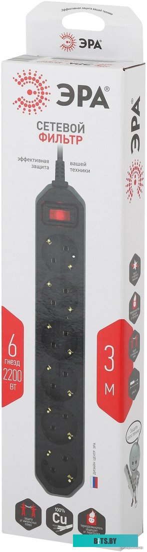 Сетевой фильтр Эра USF-6es-3m-B-BOX <Б0037263>