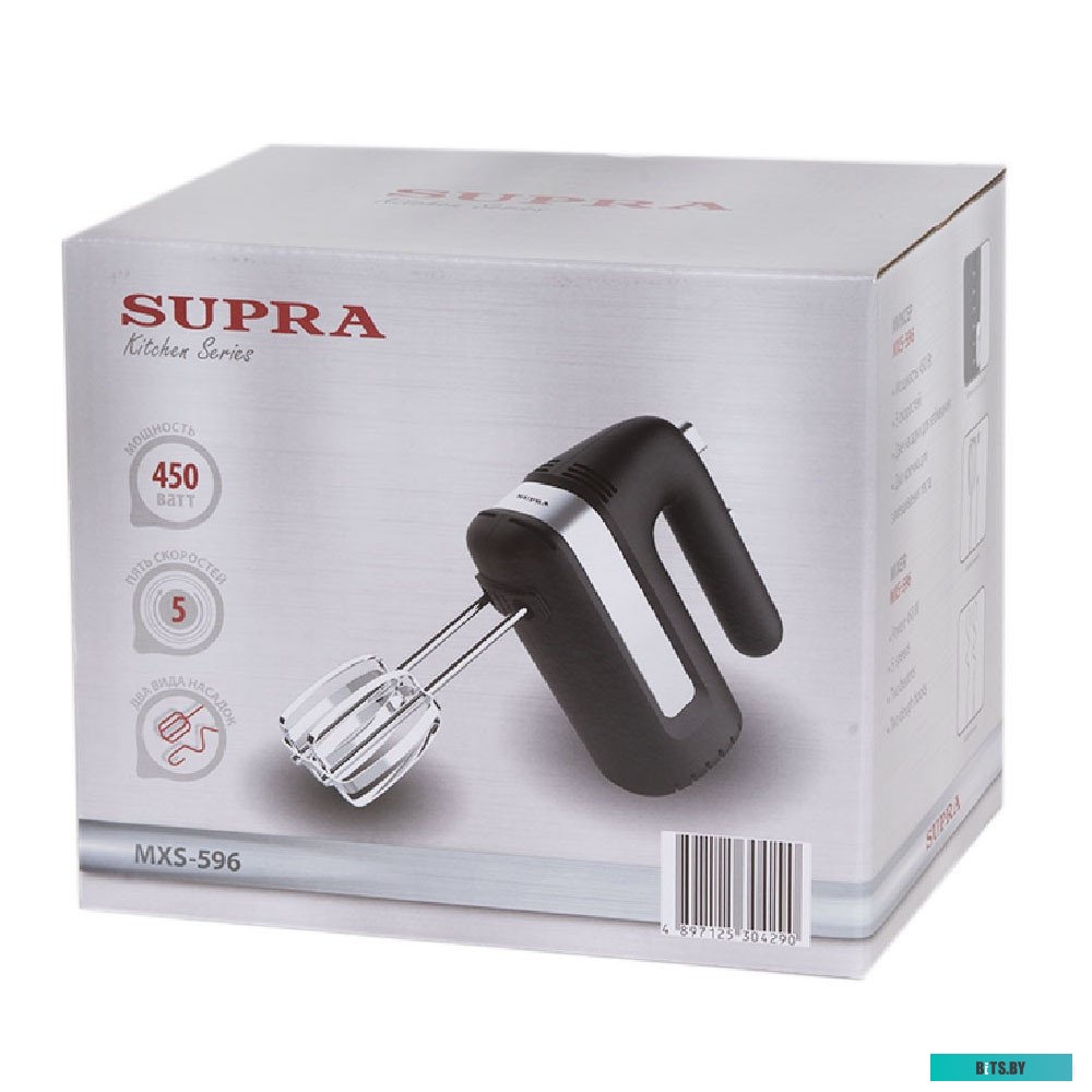 MXS-596 Миксер ручной Supra MXS-596 450Вт черный/серебристый