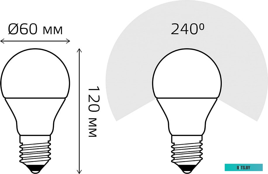 23235 Лампа светодиодная Gauss Elementary 15Вт цок.:E27 груша 220B 6500K св.свеч.бел.хол. A60 (упак.:10шт) (23235)