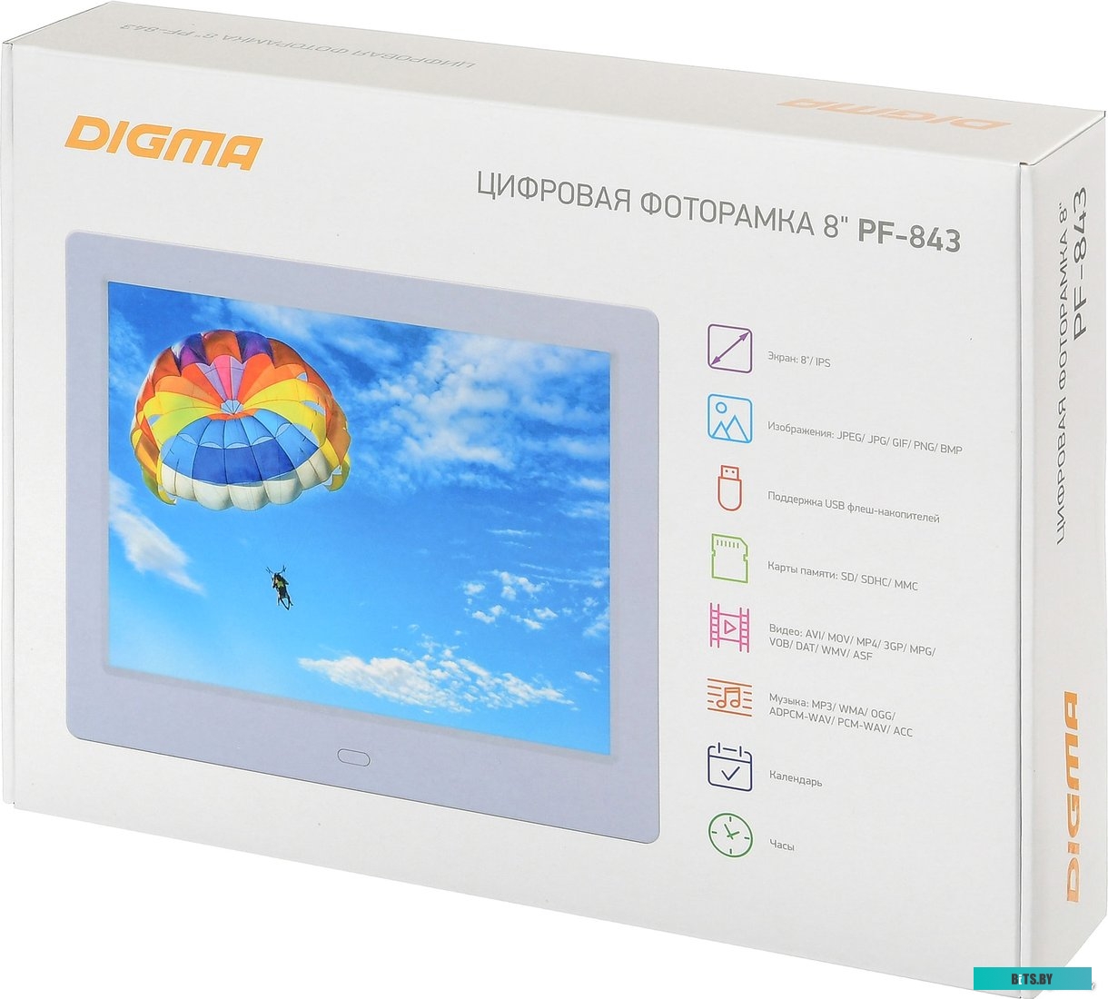 Цифровая фоторамка Digma 8" PF-843 белый PF843W