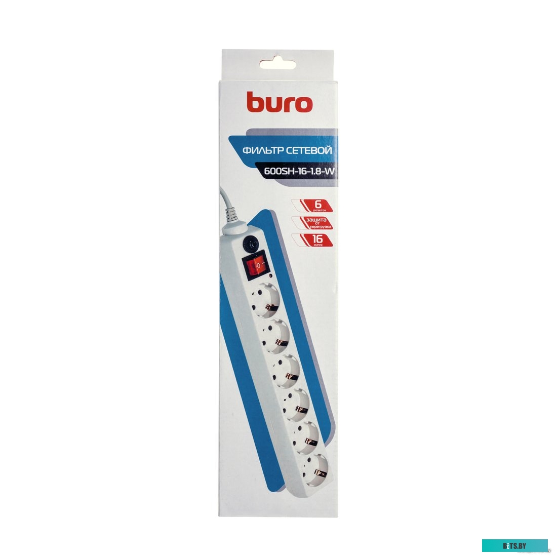 Сетевой фильтр (удлинитель) Buro 600SH-16-1.8-W
