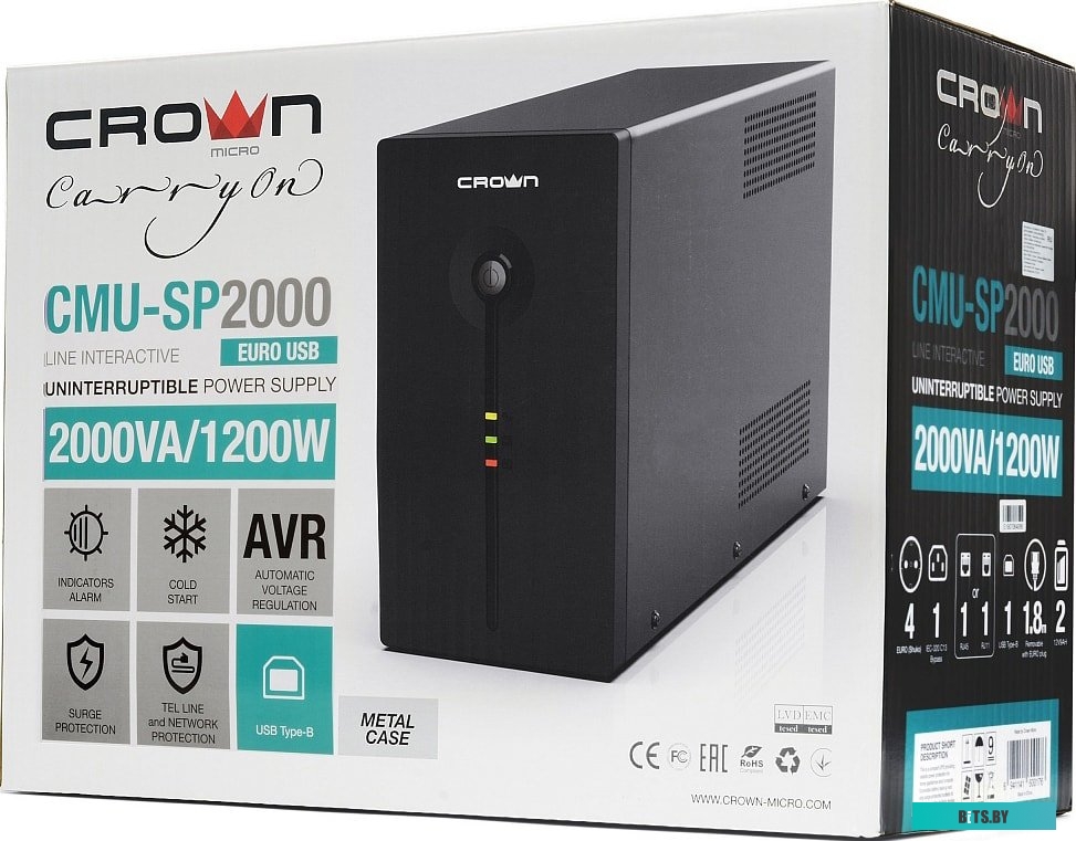 Источник бесперебойного питания Crown CMU-SP1500EURO USB
