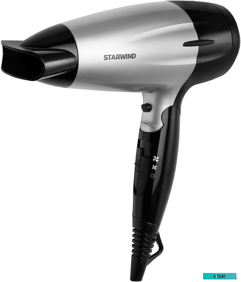 SHD 6110 Фен STARWIND SHD 6110, дорожный, 2000Вт, черный и серебристый