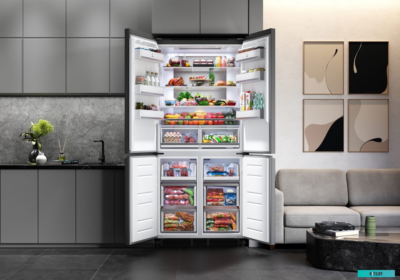 CHHE000017 Холодильник двухкамерный LEX LCD 485 StGIDBI Total No Frost, инверторный серый