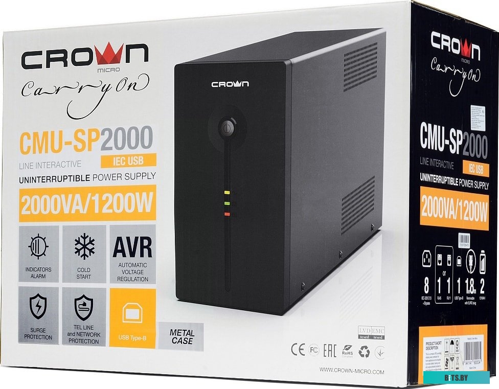 Источник бесперебойного питания Crown CMU-SP2000IEC USB CM000003132