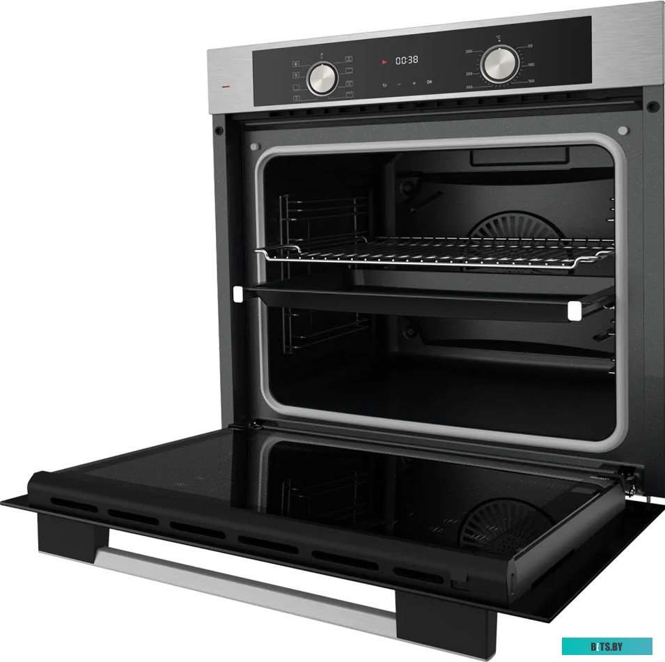 HF 608 B Встраиваемый духовой шкаф/ 60 см, 80 л, High-Tech, 6 режимов, паровая очистка, черный