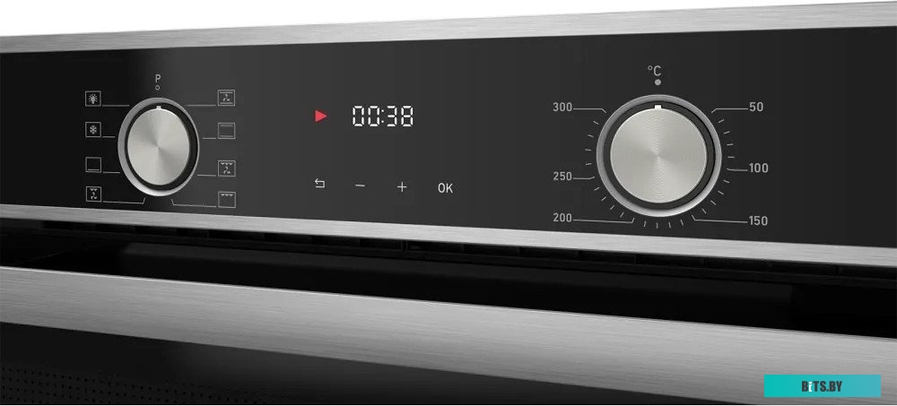 HF 608 B Встраиваемый духовой шкаф/ 60 см, 80 л, High-Tech, 6 режимов, паровая очистка, черный