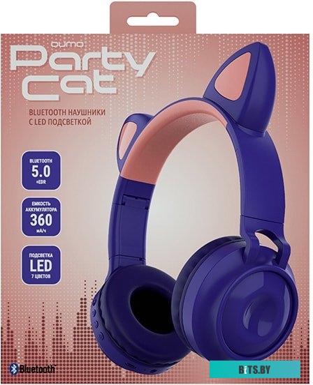 Наушники QUMO Party Cat 32304 (фиолетовый)