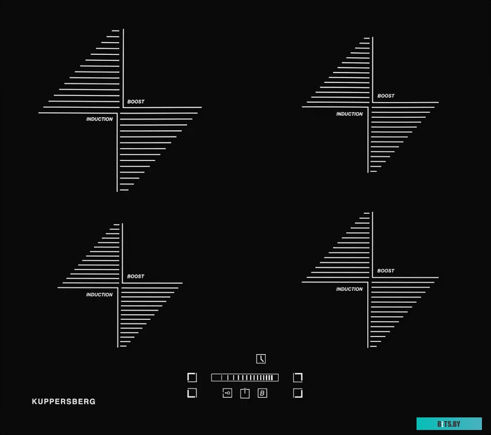 ICS 606 Встраиваемые индукционные панели Kuppersberg/ Индукционная варочная поверхность стеклокерамическая,ширина 59 см, 4 варочных зон,Таймер, Режим 