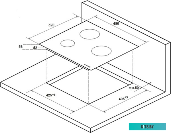 ICO 402 Встраиваемые индукционные панели Kuppersberg/ Индукционная варочная поверхность стеклокерамическая,ширина 45 см, 2 зоны 1,3 кВт(BOOSTER 1,5 кВ