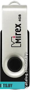USB накопитель (Флешка) Mirex Swivel Rubber 4GB (черный/серебристый) <13600-FMURUS04>
