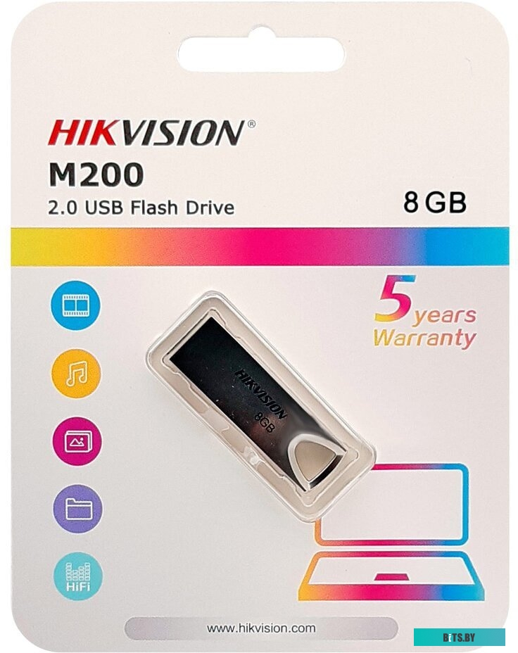 HS-USB-M200/8G Флеш Диск Hikvision 8Gb M200 HS-USB-M200/8G USB2.0 серебристый