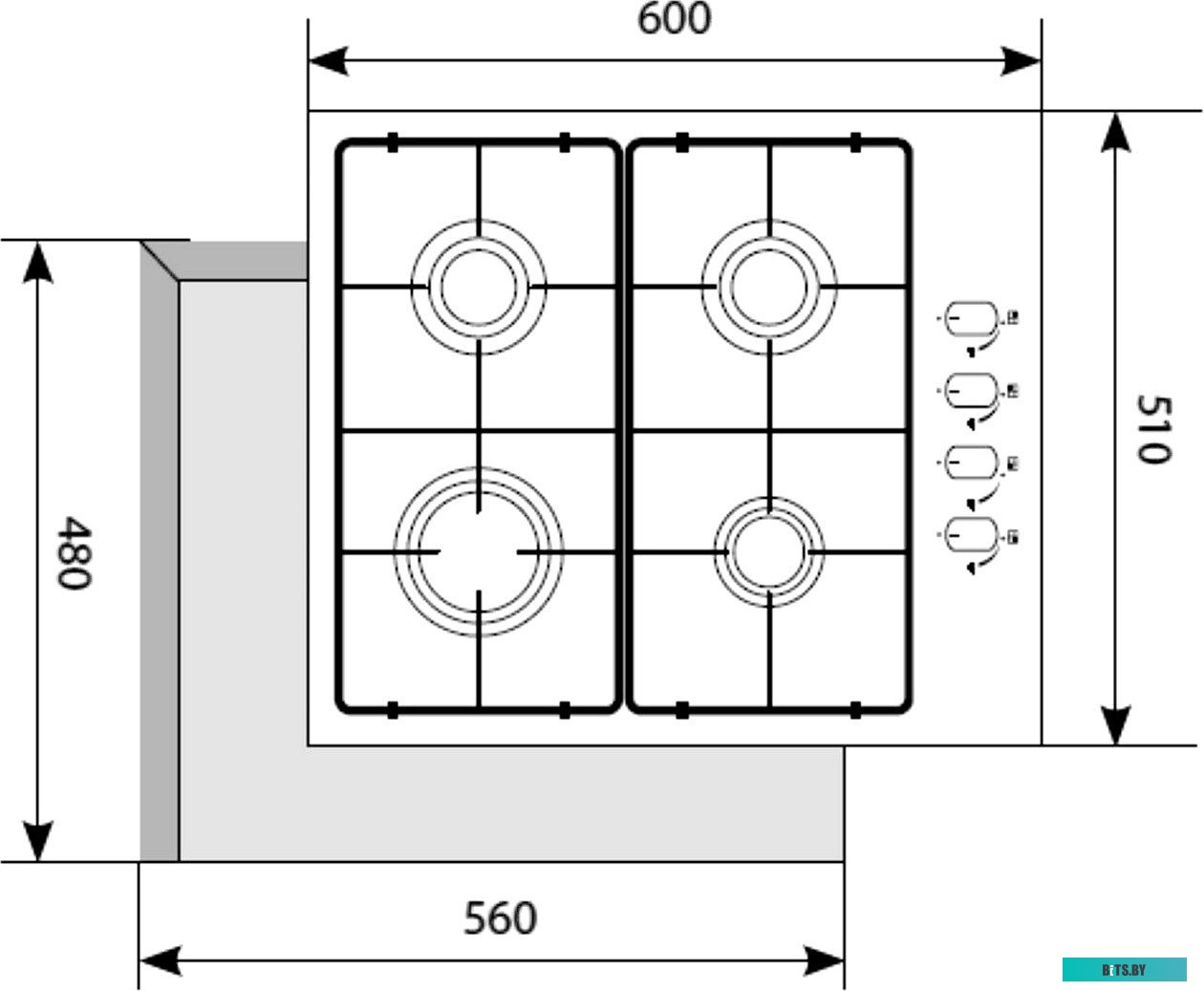 CHAO000174 Газовая варочная панель LEX GVS 644-1 IX,  независимая,  нержавеющая сталь