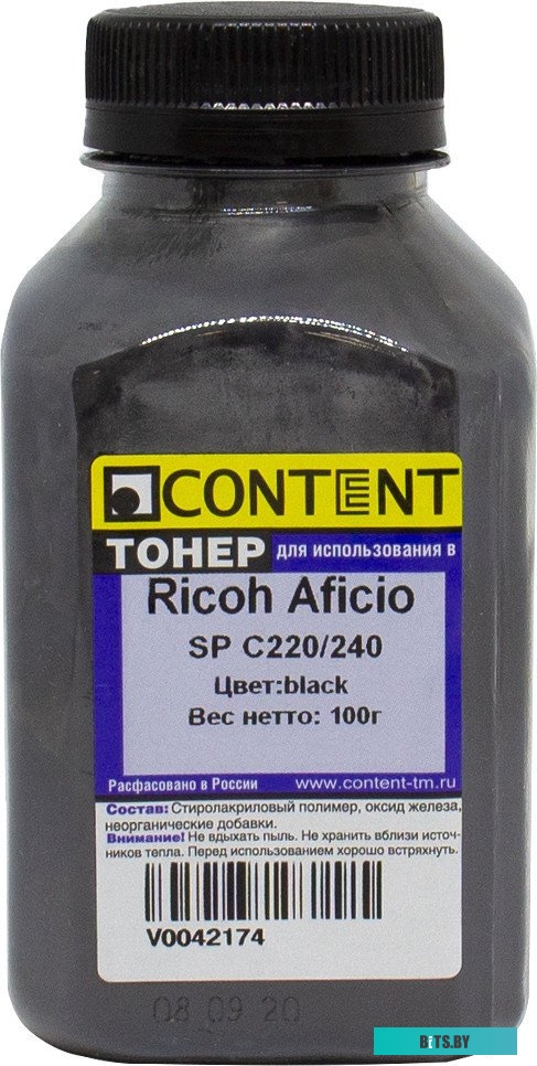 Тонер Content для Ricoh Aficio SP C220/240 (черный) 100 г <9802503333>
