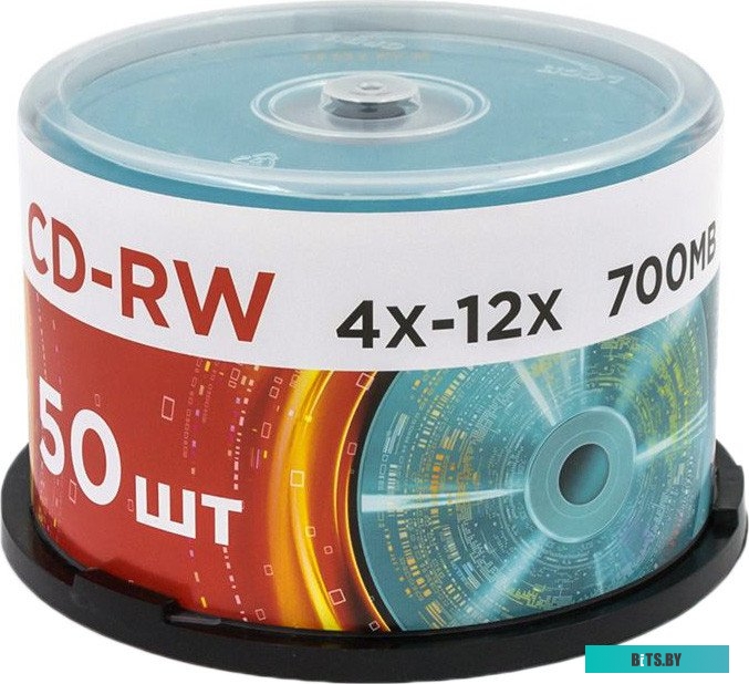 Диск Mirex CD-RW 700 Mb, 12х, Cake Box (50) UL121002A8B