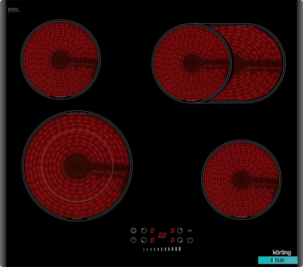 HK 62550 B Встраиваемая варочная панель/ Электрическая,Стеклокерамика, ширина 60см, сенсорное управление Slider Touch,  4 зоны нагрева, 1 конфорка с д