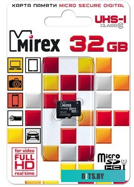 Карта памяти Mirex microSDHC UHS-I (Class 10) 32GB [13612-MCSUHS32]