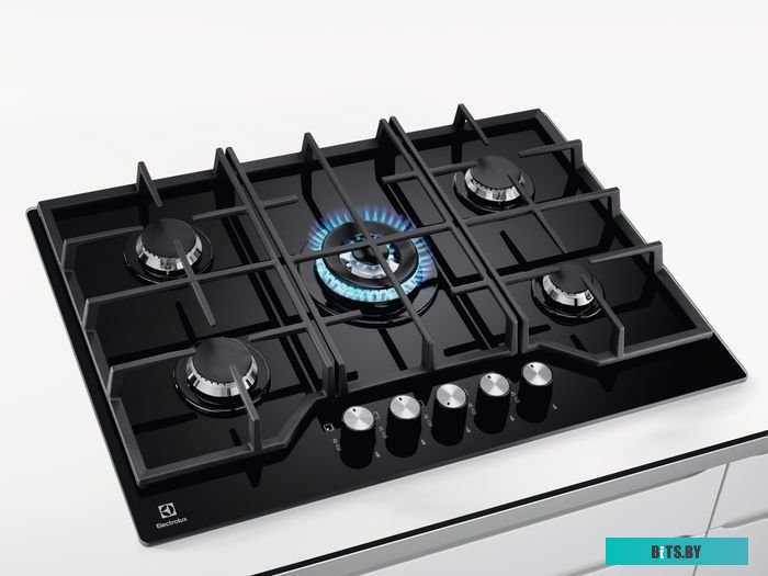 KGG75362K Встраиваемые газовые панели ELECTROLUX/ Газовая варочная поверхность  75 см- газ на стекле, 3 чугунных держателя, газконтроль варочной повер
