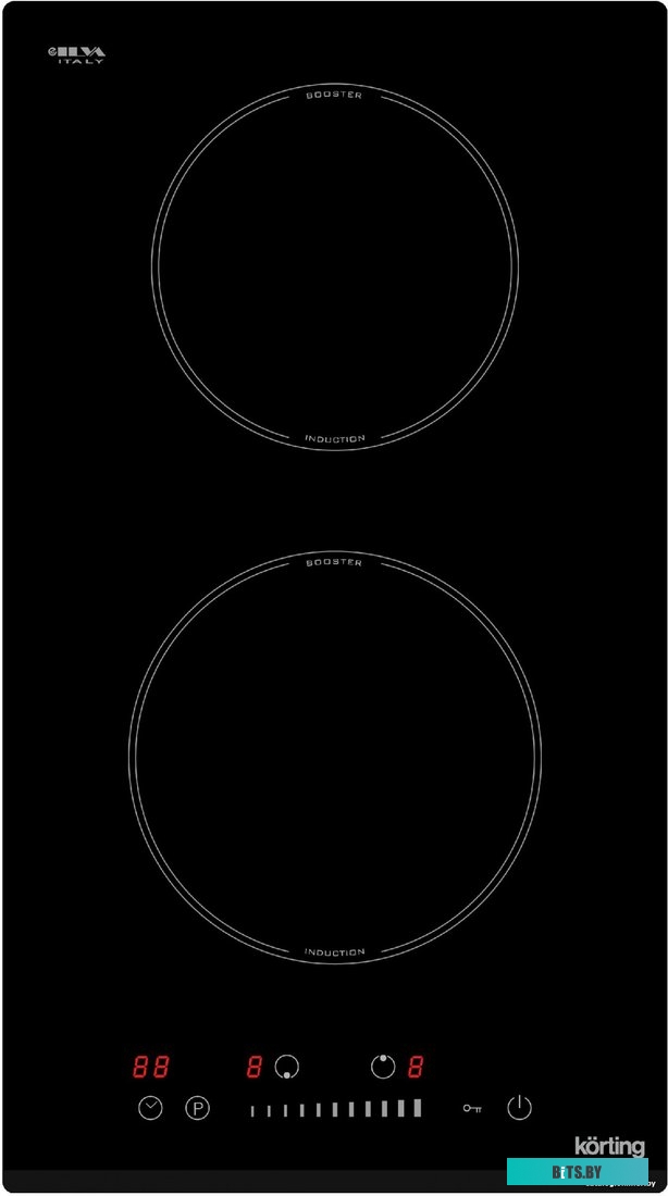 HI 30041 B Индукционная варочная панель Korting/ Индукционная варочная панель Korting, скошенный край, HiLight, 2 конфорки, 9 уровней мощности, сенсор