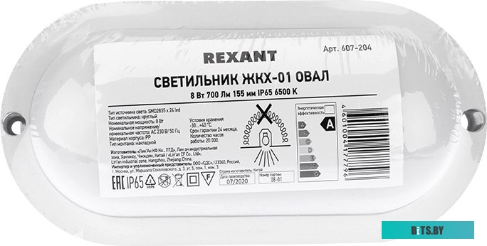 607-204 Светильник Rexant ЖКХ 8Вт 6500K белый опал (607-204)