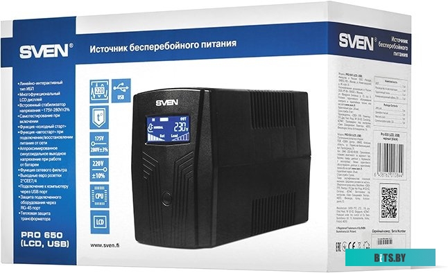 Источник бесперебойного питания (ИБП) Sven Pro 650 (LCD, USB) <SV-013844>