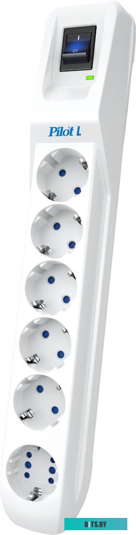 Pilot L-6 GP 7M Сетевой фильтр Pilot L GP 6 розеток (5 евро + 1GP) 7 м/ Surge protector Pilot L GP 6 outlets (5 EUR + 1GP) 7 m white