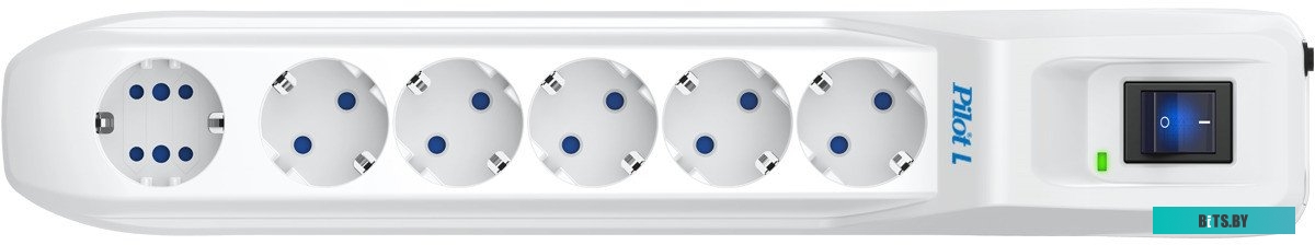 Pilot L-6 GP 7M Сетевой фильтр Pilot L GP 6 розеток (5 евро + 1GP) 7 м/ Surge protector Pilot L GP 6 outlets (5 EUR + 1GP) 7 m white