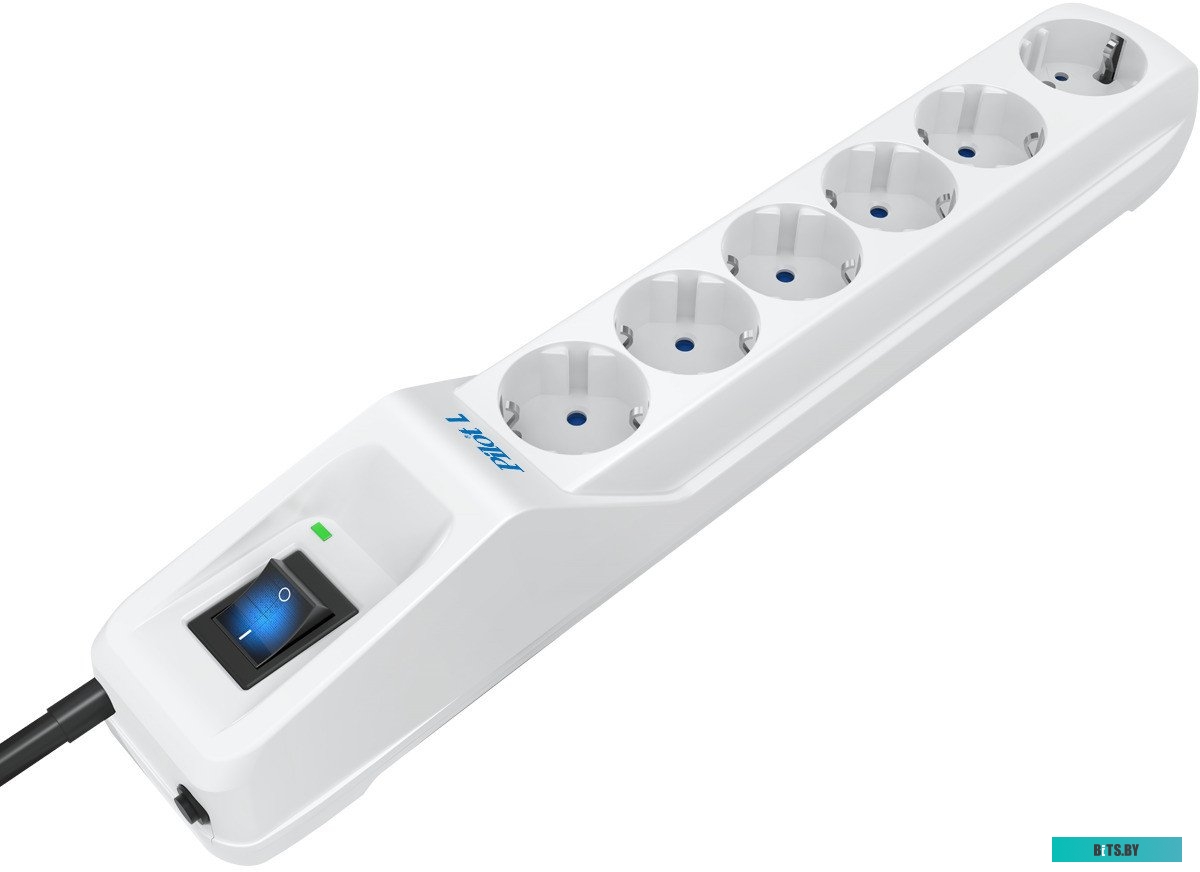 Pilot L-6 GP 7M Сетевой фильтр Pilot L GP 6 розеток (5 евро + 1GP) 7 м/ Surge protector Pilot L GP 6 outlets (5 EUR + 1GP) 7 m white