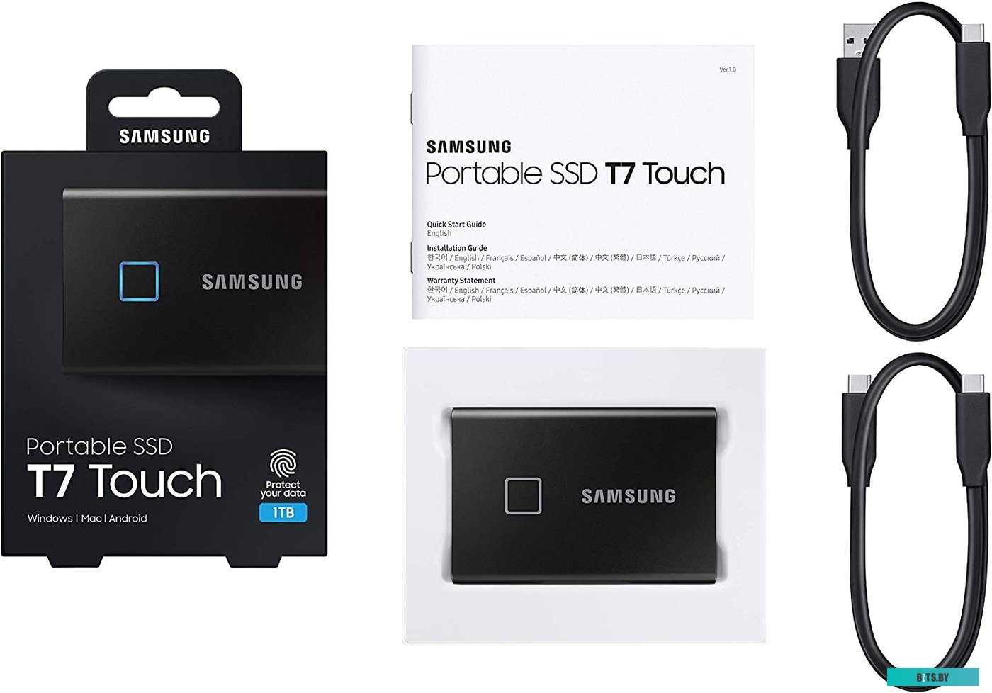 Внешний жесткий диск Samsung T7 Touch 1TB (черный) <MU-PC1T0K/WW>