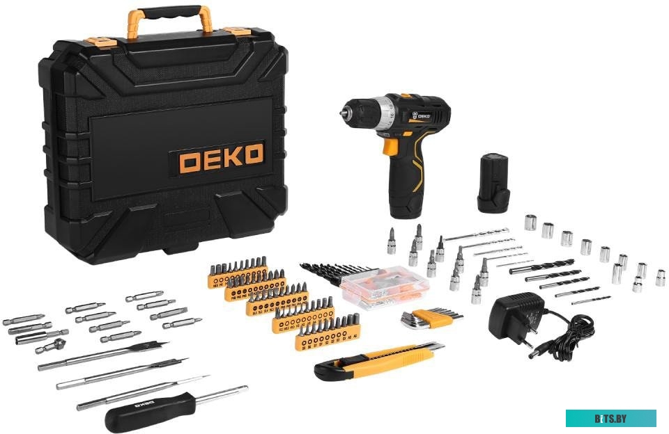 Дрель-шуруповерт Deko GCD12DU3 SET 193 063-4138 (с 2-мя АКБ, кейс, набор оснастки)
