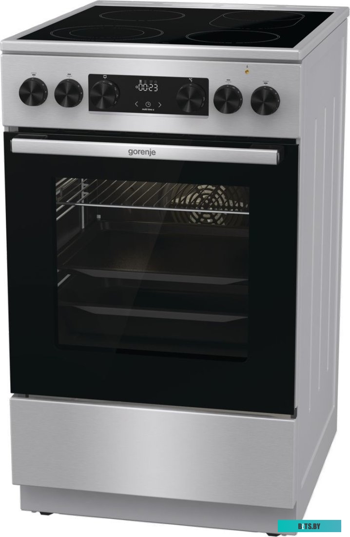 GECS5C70XA Электрическая плита Gorenje GECS5C70XA,  стеклокерамика,  без крышки,  нержавеющая сталь/черный