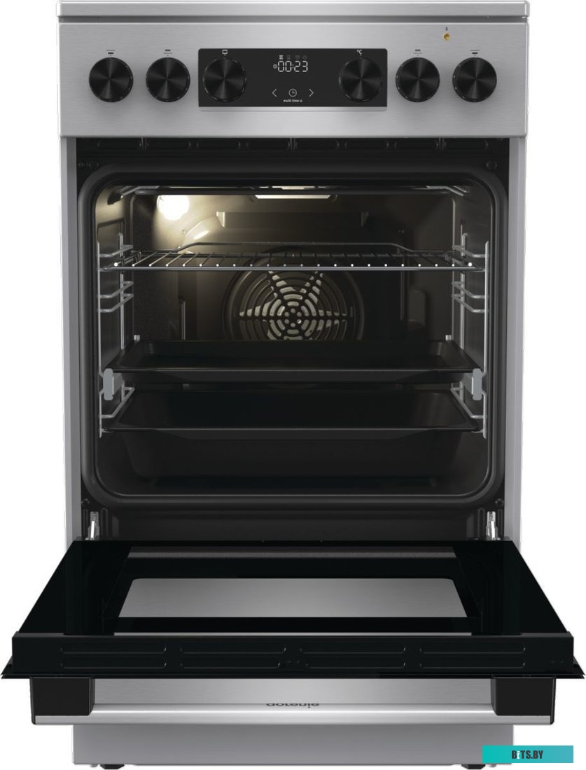 GECS5C70XA Электрическая плита Gorenje GECS5C70XA,  стеклокерамика,  без крышки,  нержавеющая сталь/черный