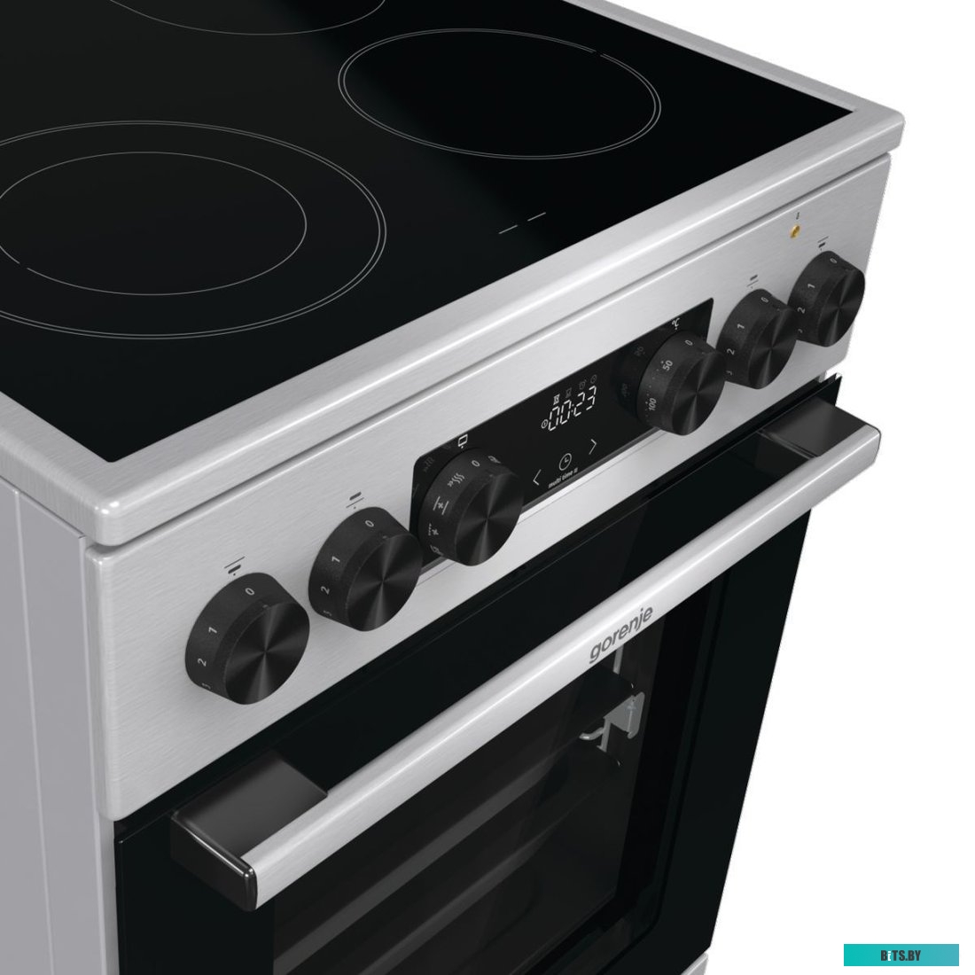 GECS5C70XA Электрическая плита Gorenje GECS5C70XA,  стеклокерамика,  без крышки,  нержавеющая сталь/черный