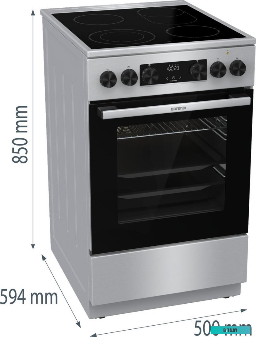 GECS5C70XA Электрическая плита Gorenje GECS5C70XA,  стеклокерамика,  без крышки,  нержавеющая сталь/черный