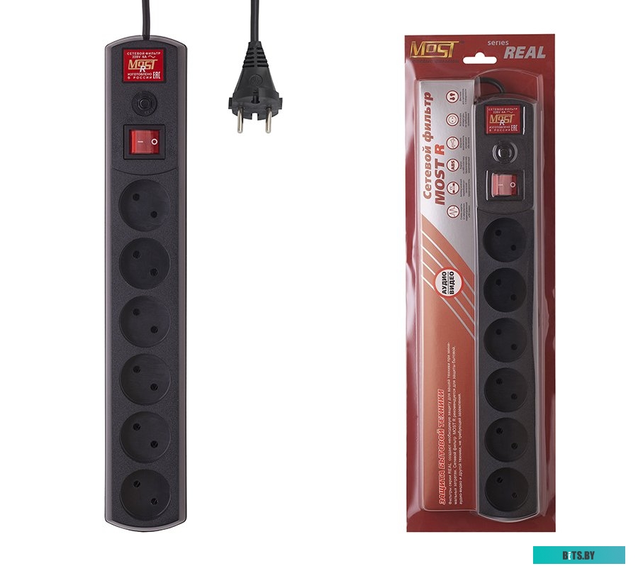 Сетевой фильтр (удлинитель) Most R 2 м (черный)
